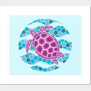 Pink Turtle Illustration Posters and Art